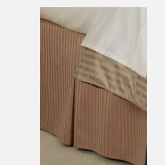 BRAND NEW CHARISMA PAXTON STRIPED TAUPE CALIFORNIA KING BEDSKIRT, NEW - Picture 3 of 7